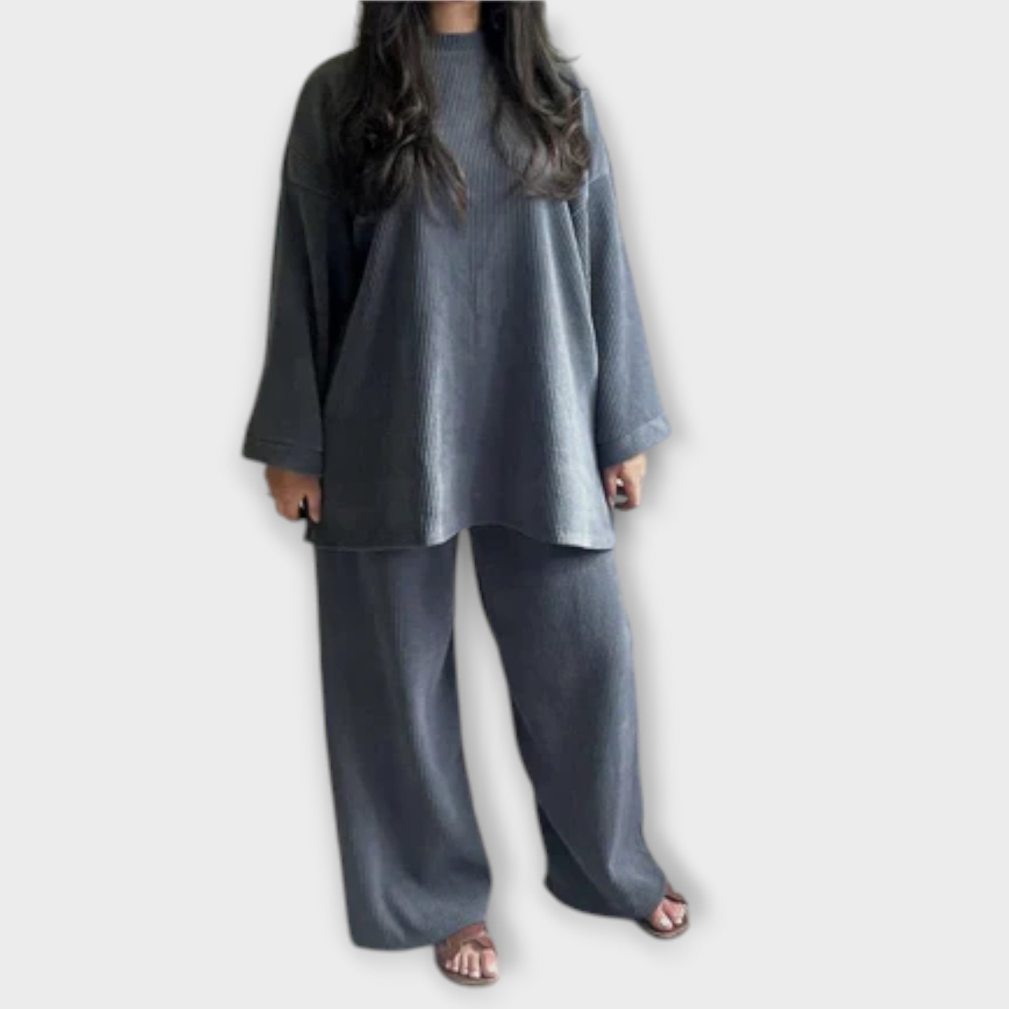 Ingrid - Plus Size Acanalatud Komplekt