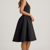 Halterneck Saba-Detail Midi Kleid Mustas