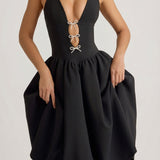 Halterneck Saba-Detail Midi Kleid Mustas
