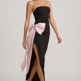 Ilma Rihmata Satiin Maxi Kleid Mustas