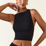 Modalne paadi kaela top mustas