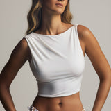 Kardinaalne avatud seljaga tank-top valges