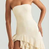 Ruffle-Trim Strapless Gown in Ivory