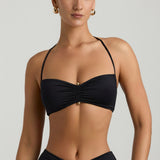 Slinky Jersey Hardware Detail Halterneck Bralette mustas