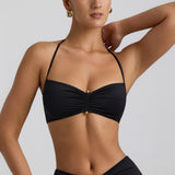 Slinky Jersey Hardware Detail Halterneck Bralette mustas