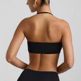 Slinky Jersey Hardware Detail Halterneck Bralette mustas