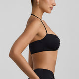 Slinky Jersey Hardware Detail Halterneck Bralette mustas