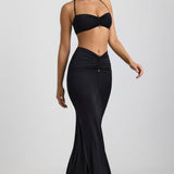 Slinky Jersey Hardware Detail Halterneck Bralette mustas