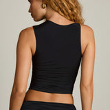 Asümmeetriline rüüdiga tank top mustas