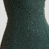 Kaunistatud Õlata Cowl-Neck Maxi Kleid Emerald Rohelises