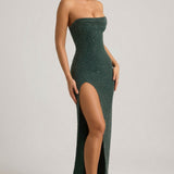 Kaunistatud Õlata Cowl-Neck Maxi Kleid Emerald Rohelises