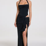 Must Halterkaelusega Maxi Kleid