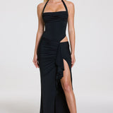 Must Halterkaelusega Maxi Kleid