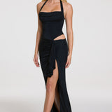 Must Halterkaelusega Maxi Kleid