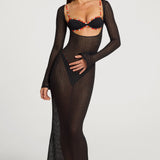 Must Avatud Ees Maxi Kleid