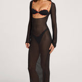 Must Avatud Ees Maxi Kleid