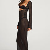 Must Avatud Ees Maxi Kleid