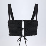 Kortsiga Ruffle-Front Crop Top Mustas