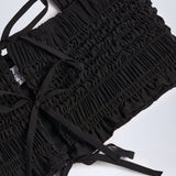 Kortsiga Ruffle-Front Crop Top Mustas