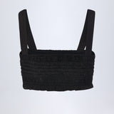 Kortsiga Ruffle-Front Crop Top Mustas