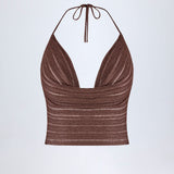 Plunge Halterneck Crop Top pronksis
