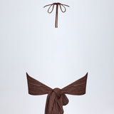 Plunge Halterneck Crop Top pronksis
