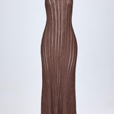 Seljatu Backless Halterneck Maxi Kleidid Pronksis
