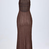 Seljatu Backless Halterneck Maxi Kleidid Pronksis