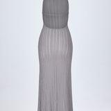 Seljatuge Halterneck Maxi Kleid hõbedases