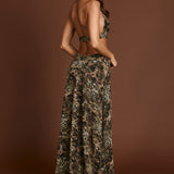 Plunge Cut-out Maxi Kleid leopardimustris