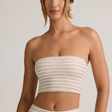 Roosa Kollane Riba Modal Üksik Crop Top
