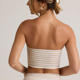 Roosa Kollane Riba Modal Üksik Crop Top