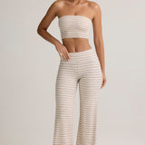 Roosa Kollane Riba Modal Üksik Crop Top