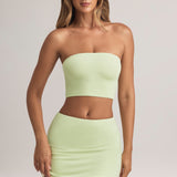Modal Üksik Crop Top Salvei Roheline